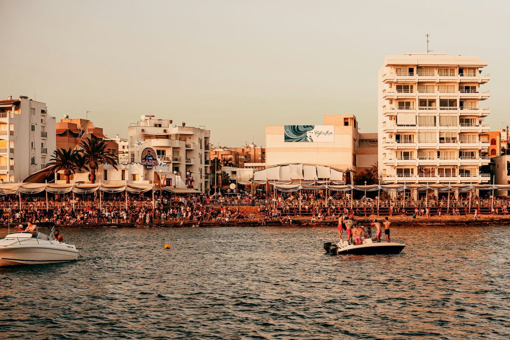 Peak season in Ibiza at Cafe Del Mar